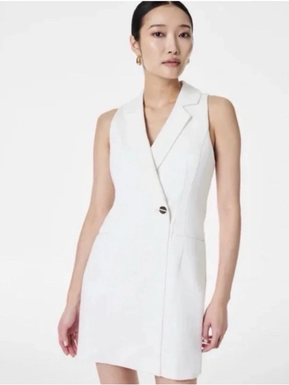 SPANX White Sleeveless Blazer Mini Dress